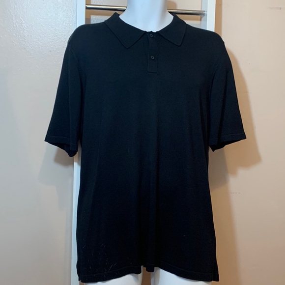 Kenneth Cole New York Other - Kenneth Cole New York Black Silk XL Polo Style Short Sleeve Ribbed Shirt